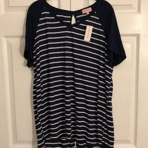 Molly & Isadora blue and white striped tee